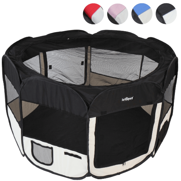Leopet® TSPB09 Playpen for Puppies and Small Animals DIFFERENT COLOURS (Black)