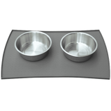 PetFusion Pet Food Mat in Premium FDA Grade Silicone (Large, Grey)