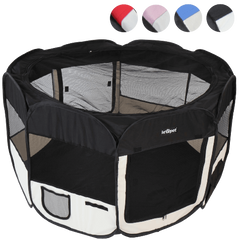 Leopet® TSPB09 Playpen for Puppies and Small Animals DIFFERENT COLOURS (Black)